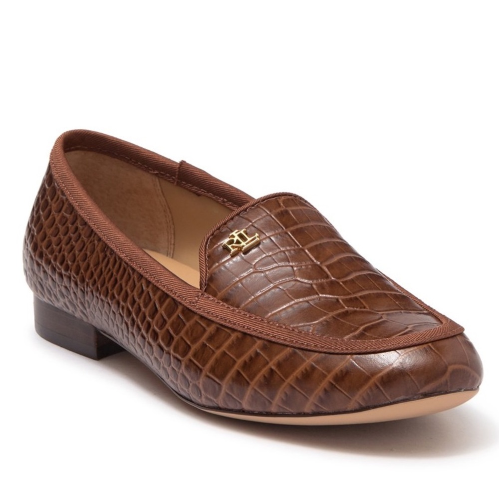 Ralph Lauren Clair Brown Leather Loafer Sz 9.5
